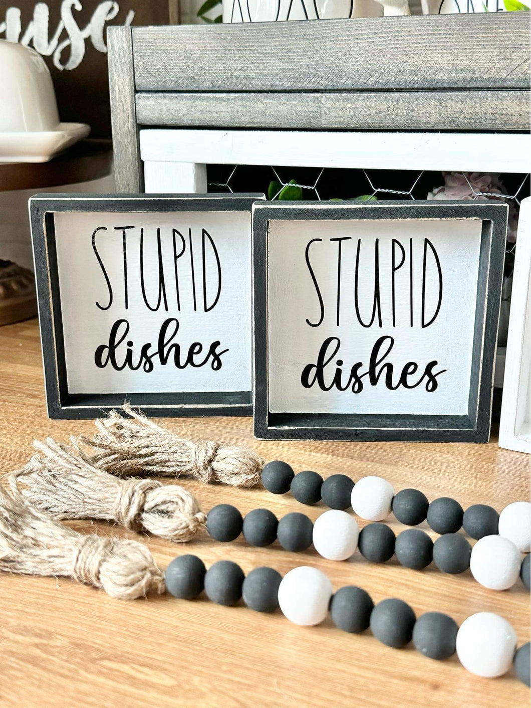 Wooden Sign | Stupid Dishes  | The BUCK-it Boutique