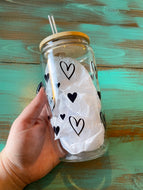 Glass Tumbler | Hearts | The BUCK-it Boutique